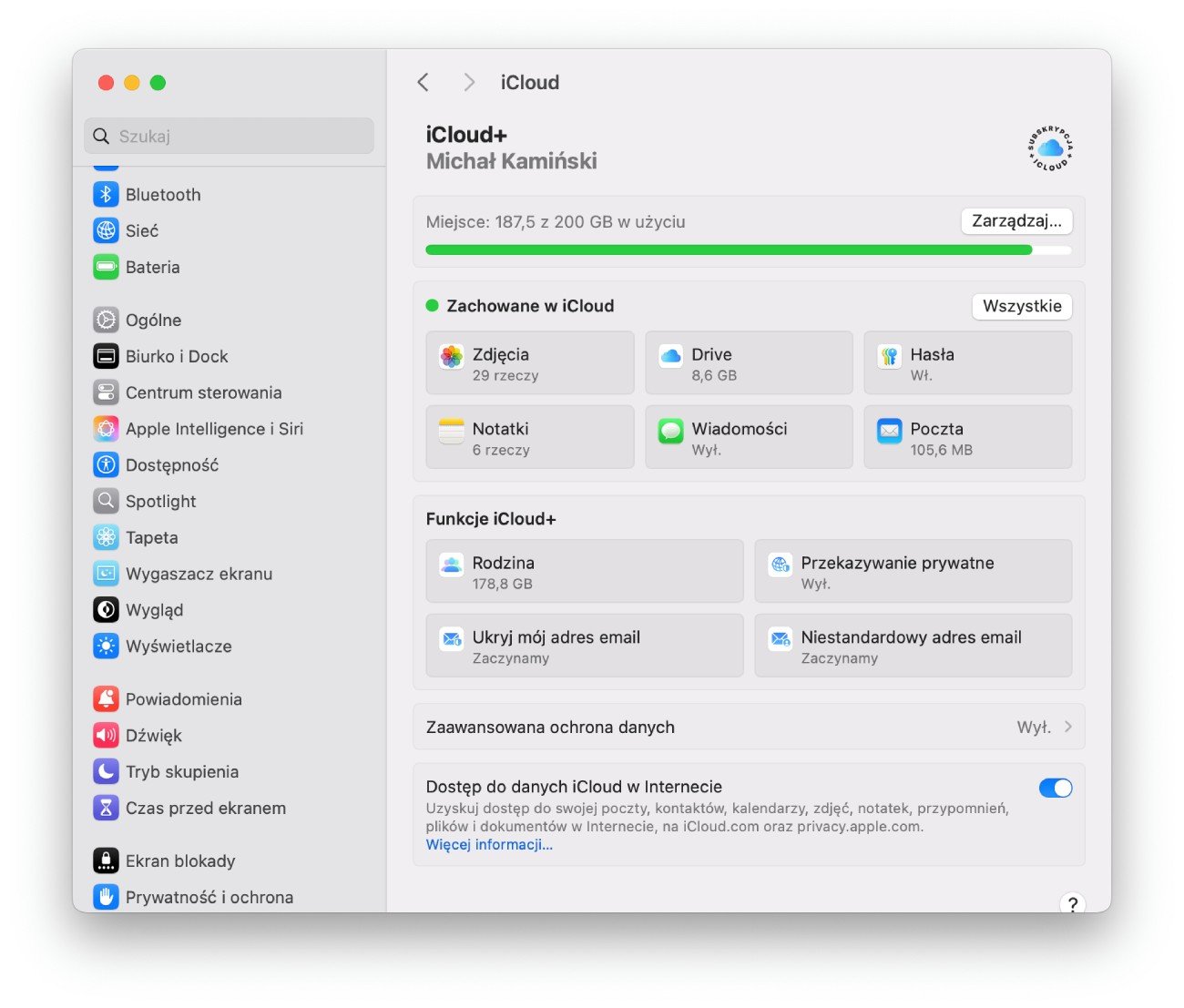 Ustawienia iCloud macOS Sequoia