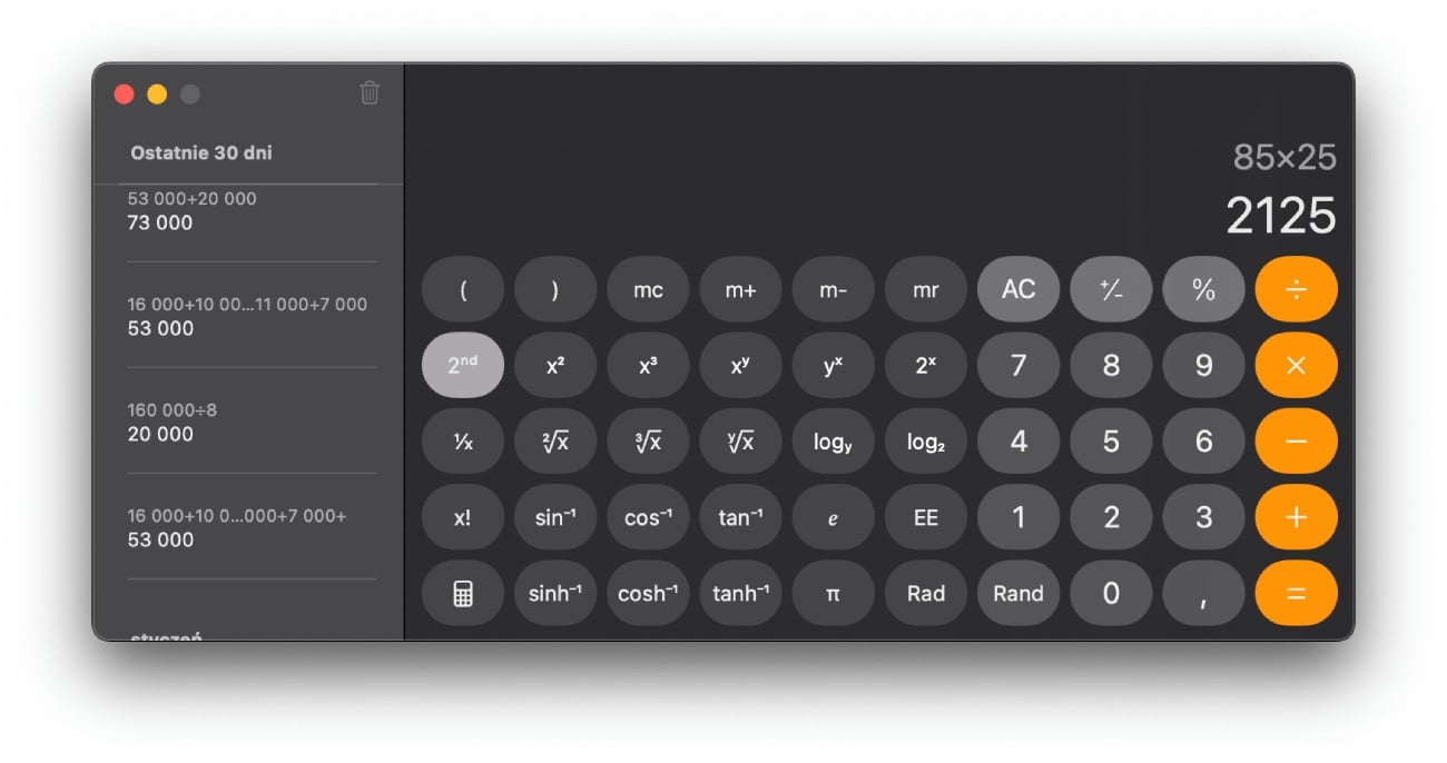 Kalkulator w macOS Sequoia