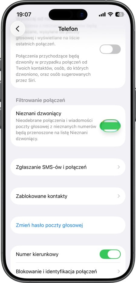 Filtrowanie połączeń w iOS 26