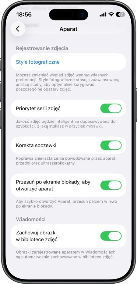 Wyłączenia efektu przesunięcia po ekranie blokady