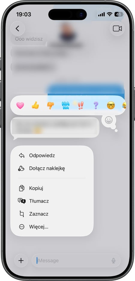 Zaznaczanie wiadomości w iOS 26