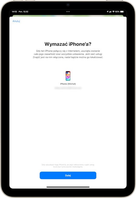 Zdalne wymazanie zawartości iPhone'a