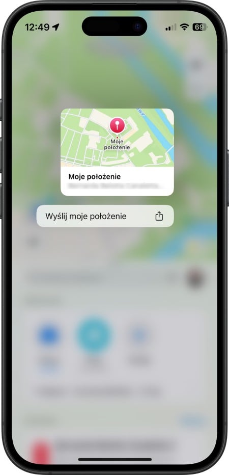 iPhone - wysłanie pinezki z lokalizacją