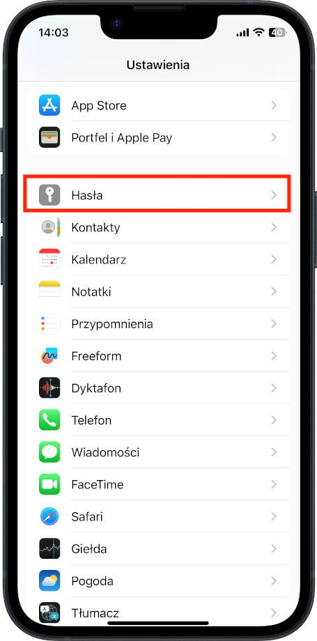 iPhone - hasła