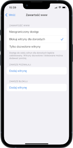 iPhone - blokuj witryny dla dorosłych