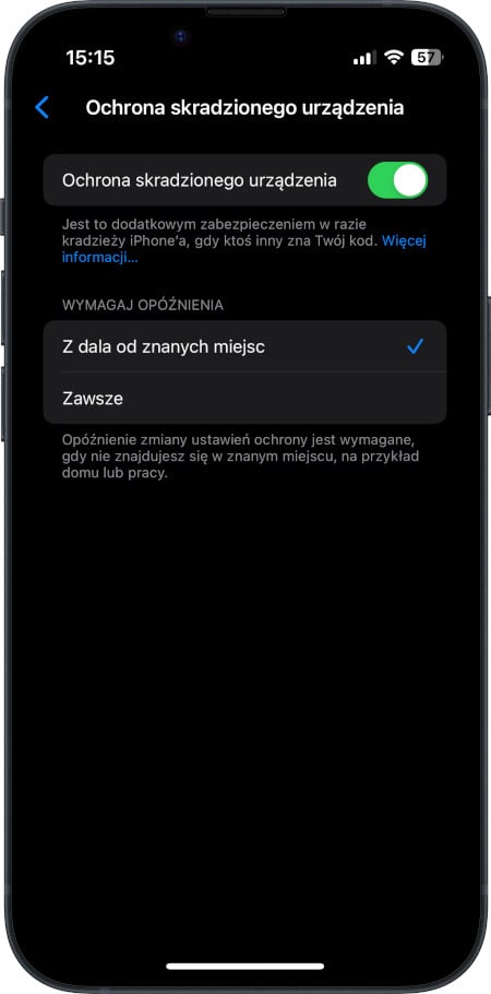 iOS 17.4 - ochrona skradzionego urządzenia