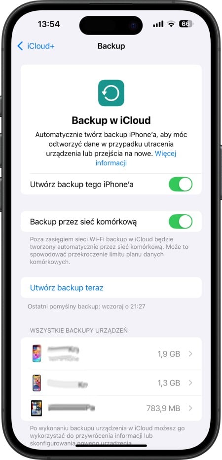 iPhone - backup w iCloud