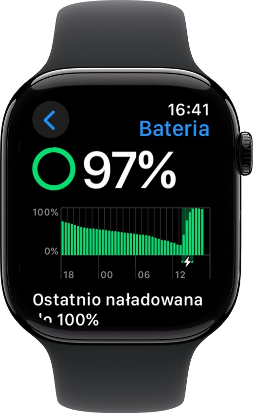 Szczegółowe informacje o wykorzystaniu baterii w Apple Watch