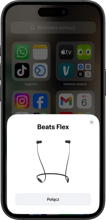 Parowanie słuchawek Beats Flex z iPhonem