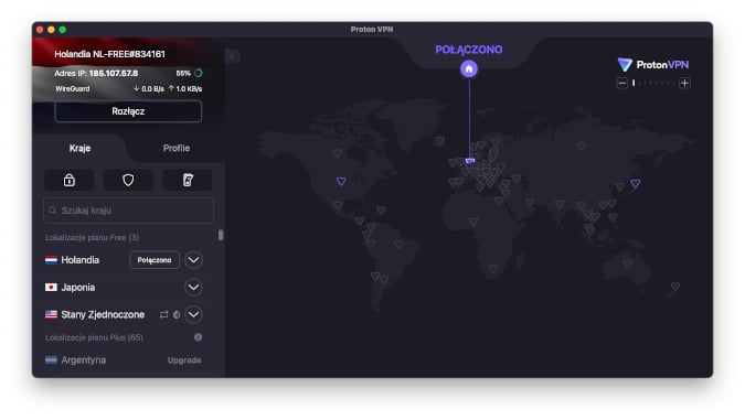 ProtonVPN - Mac połączono