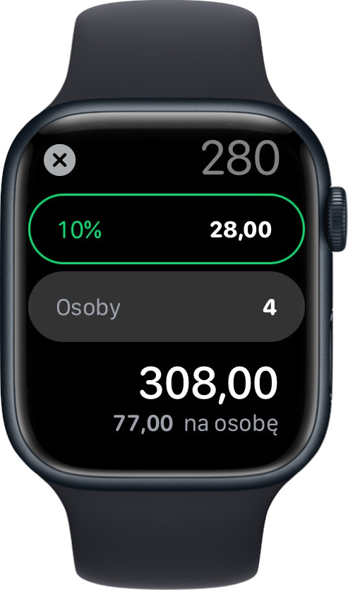 Apple Watch - Kallkulator - obliczanie rachunku