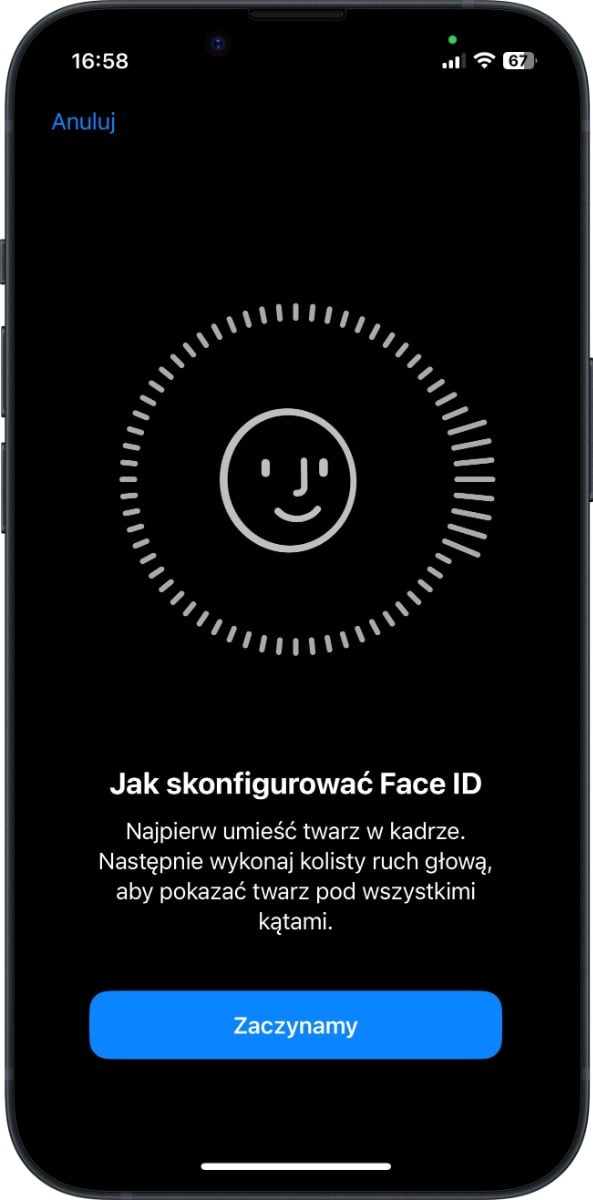 Face ID - skonfiguruj nowy wygląd