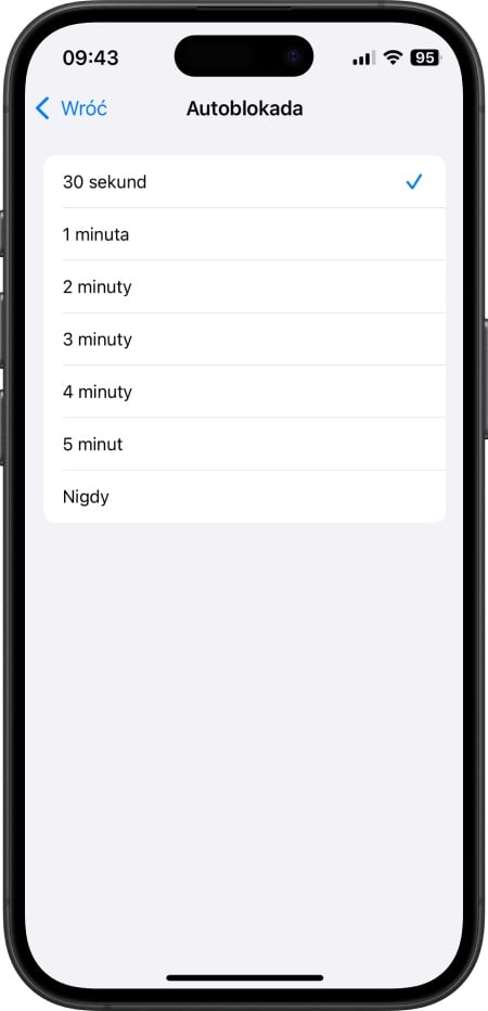 Aktywowanie automatycznego blokowania w iPhone