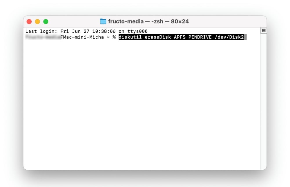 macOS - formatowanie dysku za pomocą Termiala