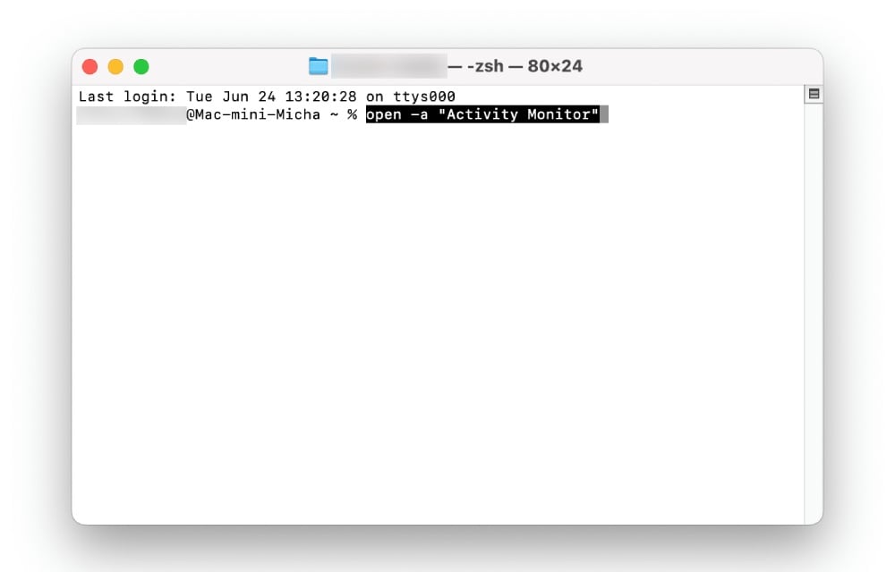 Otwarcie Menedżera zadań Mac za pomocą Terminala