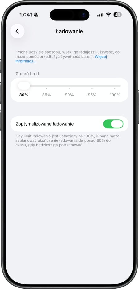 OS - włączenie funkcji Zoptymalizowane ładowanie