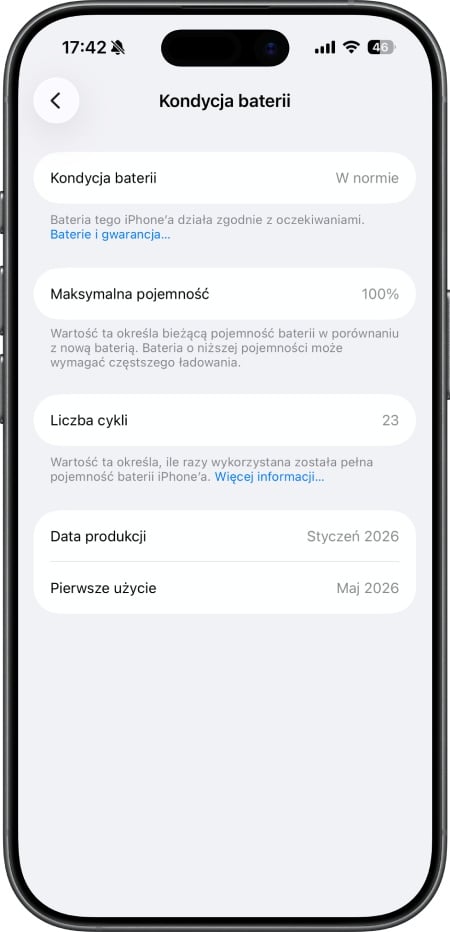 iOS - kondycja baterii