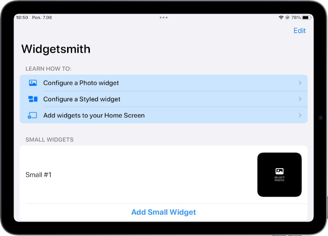 iPad - aplikacja Widgetsmith