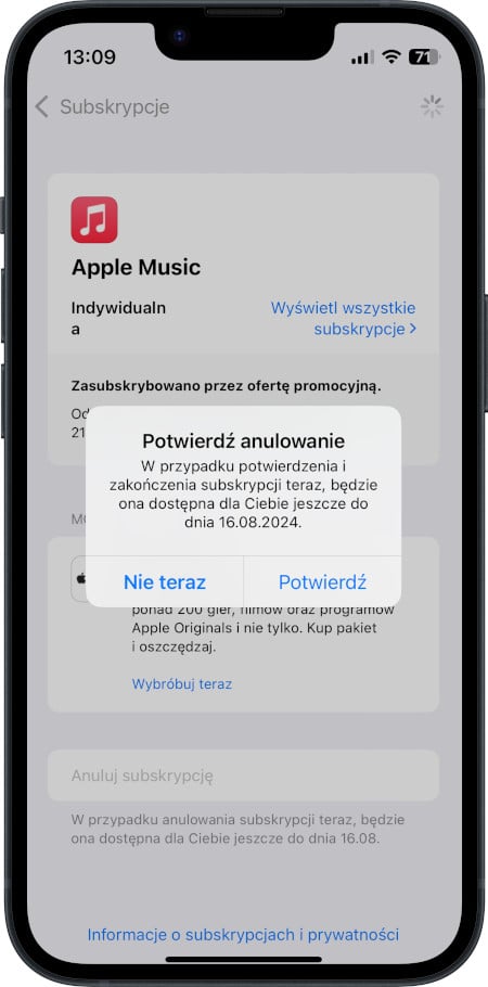 iPhone - anulowanie subskrypcji