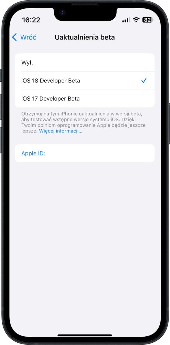 iPhone - aktualizacja telefonu do wersji beta iOS