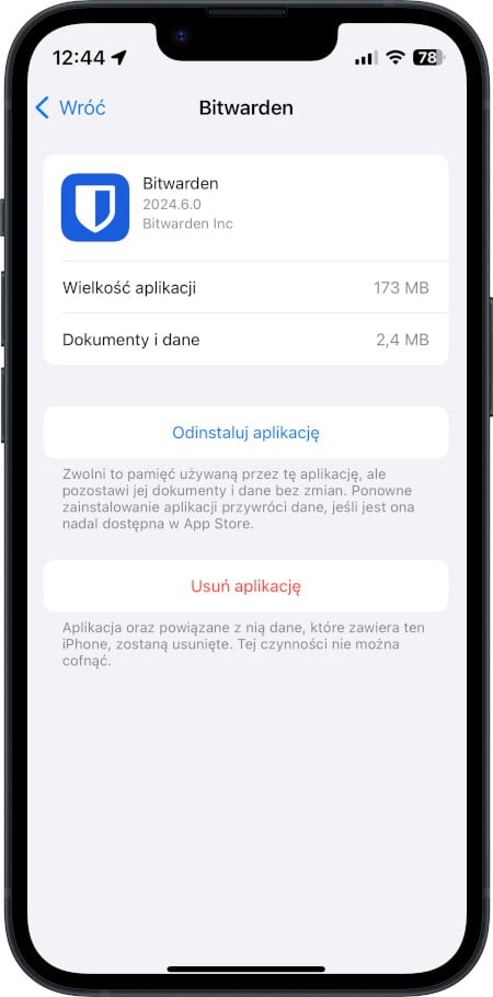 iPhone - usuwanie aplikacji z poziomu Ustawień