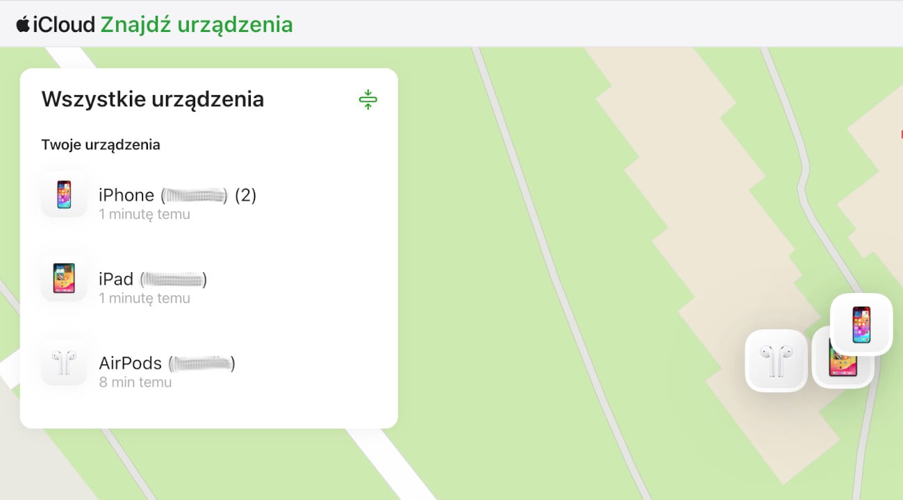 iCloud.com - znajdź urządzenia