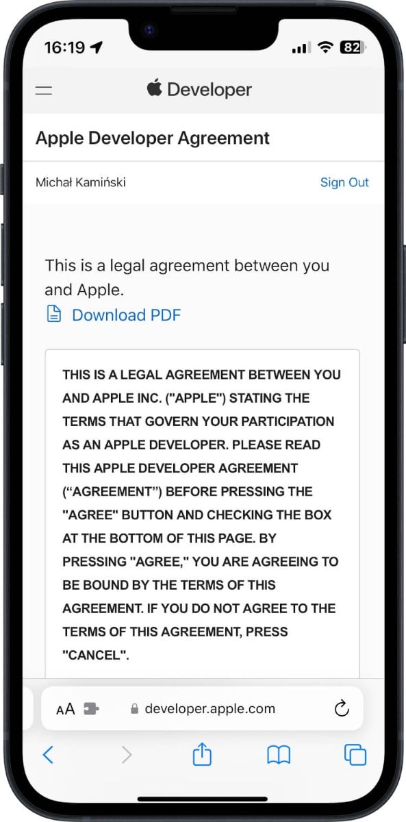 iPhone - rejestracja w programie Apple Developer