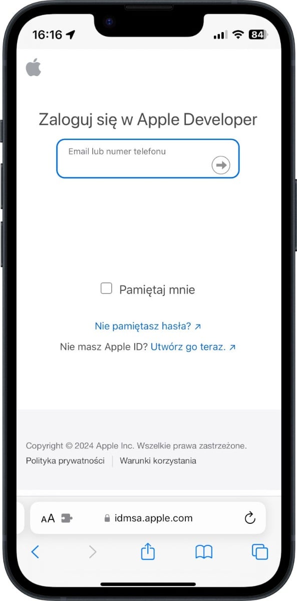 iPhone - rejestracja w programie Apple Developer