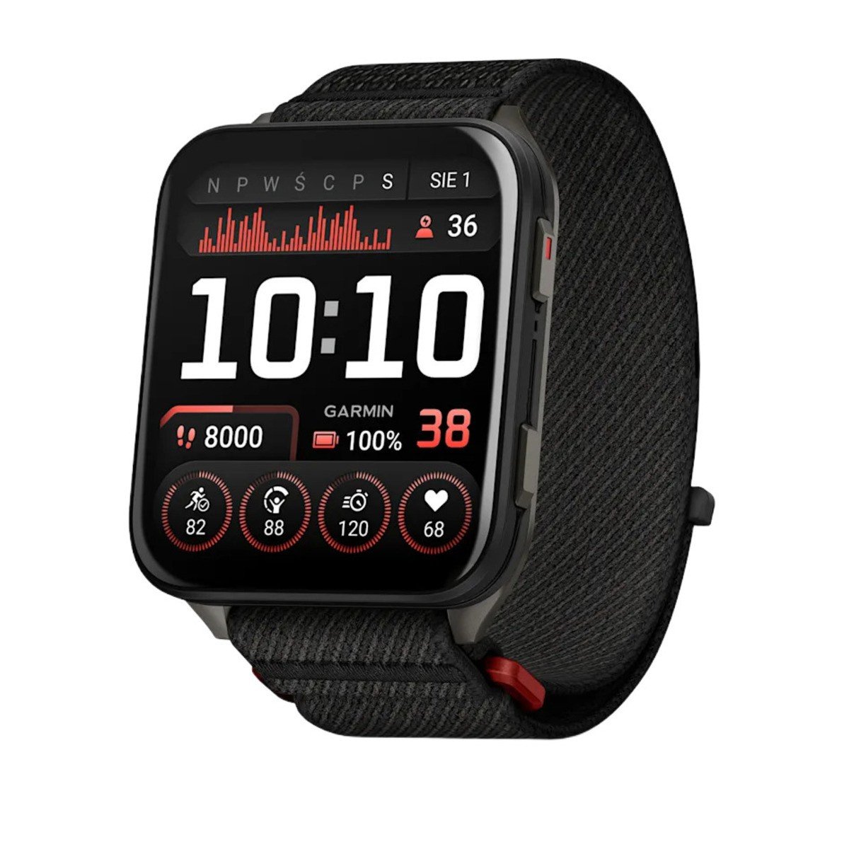 Venu X1 Black z tytanowym deklem w kolorze Slate i nylonowym paskiem ComfortFit w kolorze Black