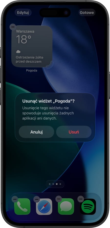 iOS - usuwanie widżetu