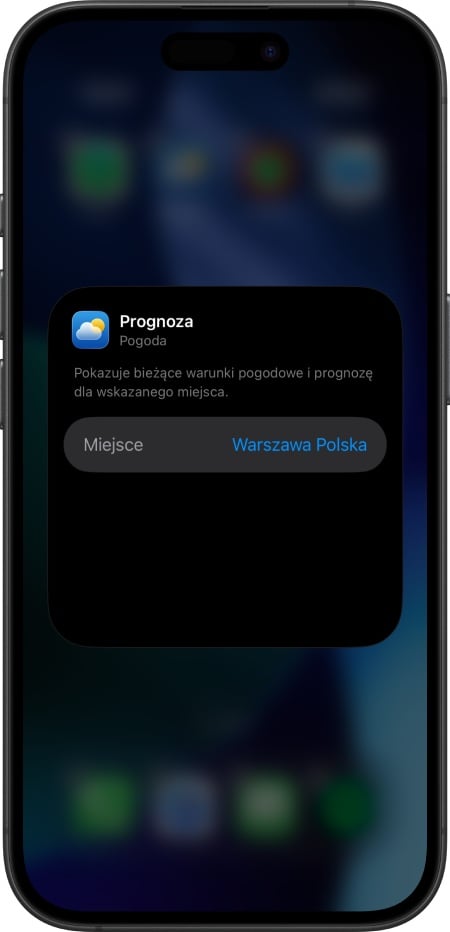 iOS - edycja widżetu pogoda
