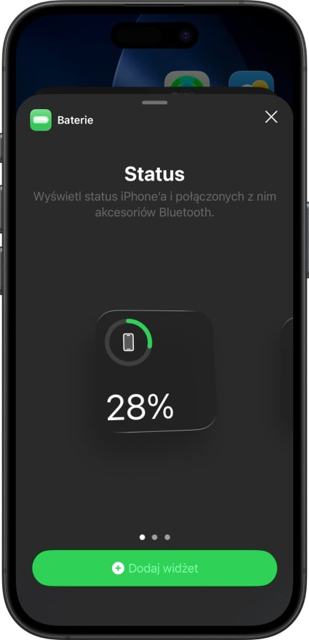 iOS - widżet bateria