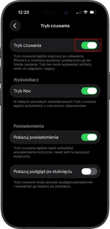 Fot. iOS - włącz tryb czuwania
