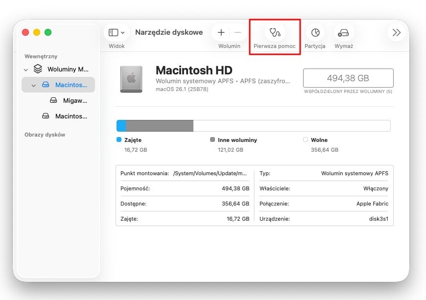 Fot. macOS - Narzędzia dyskowe