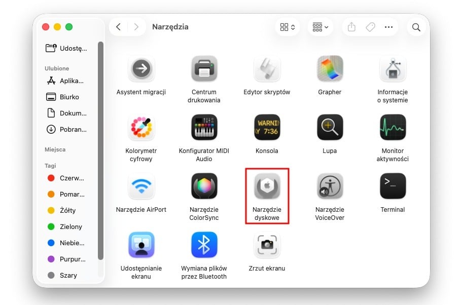 Fot. macOS - folder Narzędzia