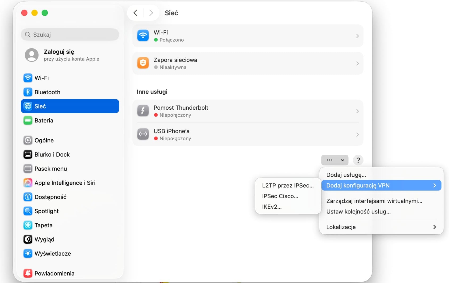 Konfiguracja VPN MacBook/komputer Mac – ustawienia ręczne