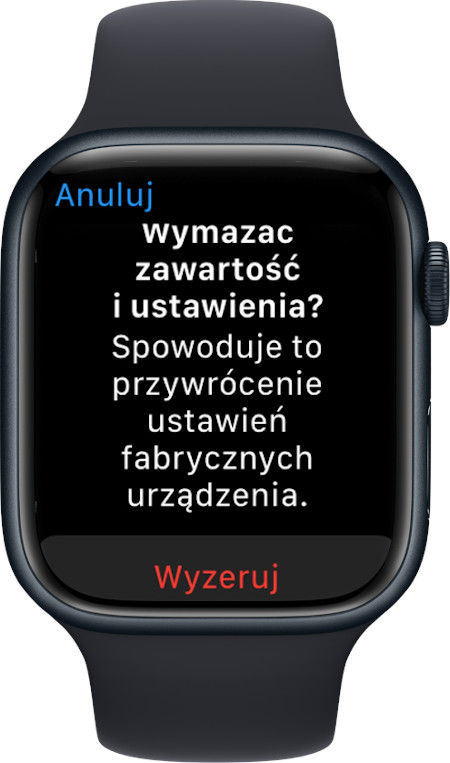 Apple Watch - wyzerowanie bez znajomości kodu