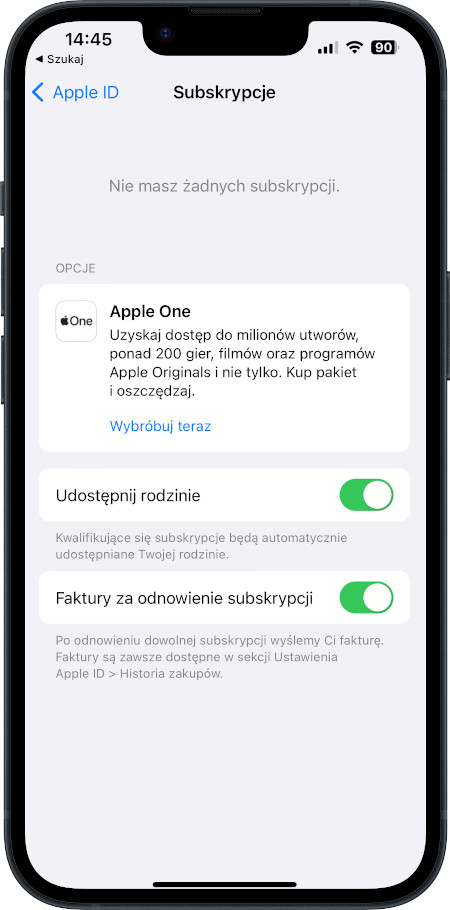Apple One - iPhone subskrypcje