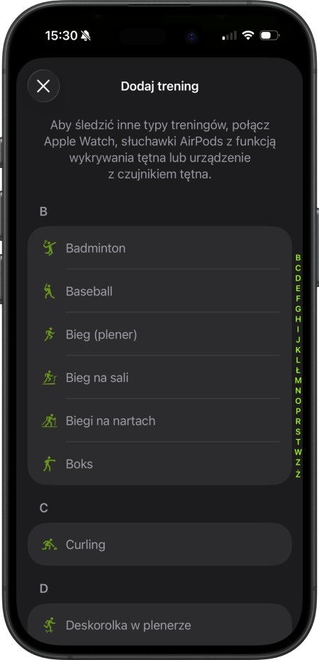 iOS - Dodaj trening