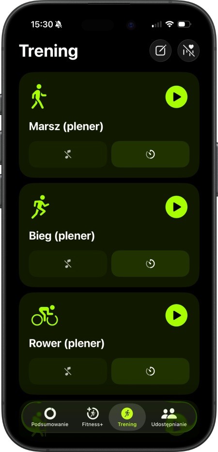 iOS - wybieranie treningu