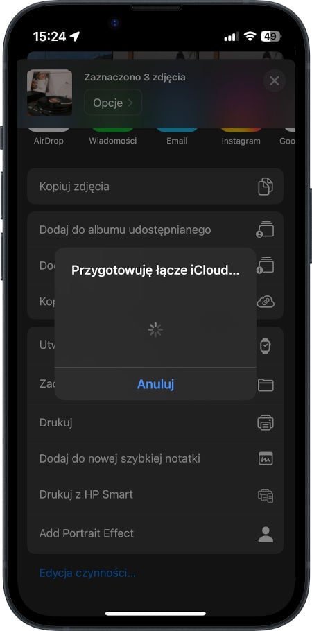 iCloud - udostępnienie łącza