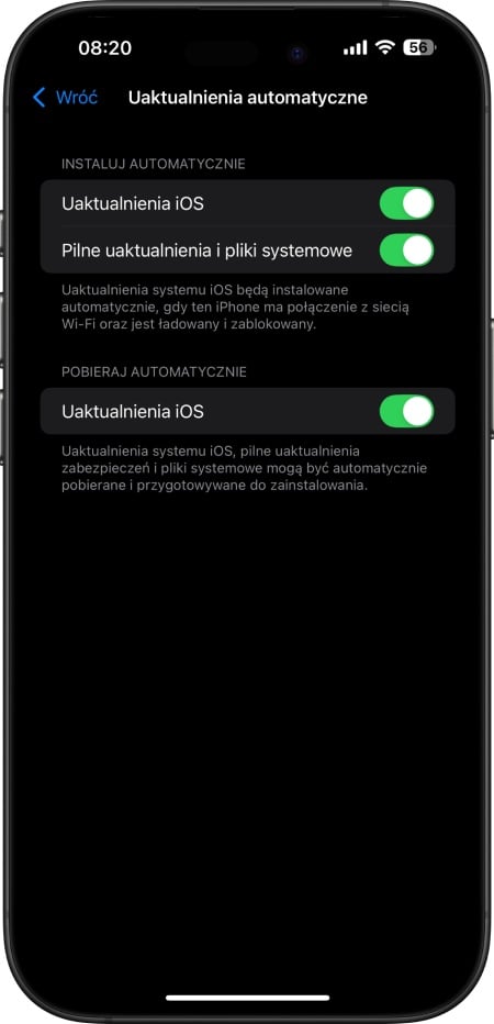 iPhone - uaktualnienie automatyczne