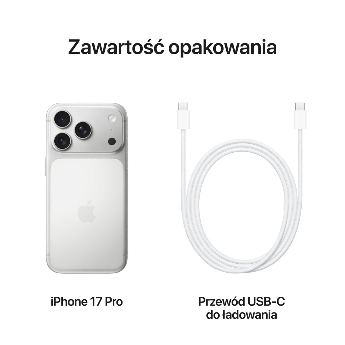 iPhone 17 Pro srebrny - zawartość opakowania