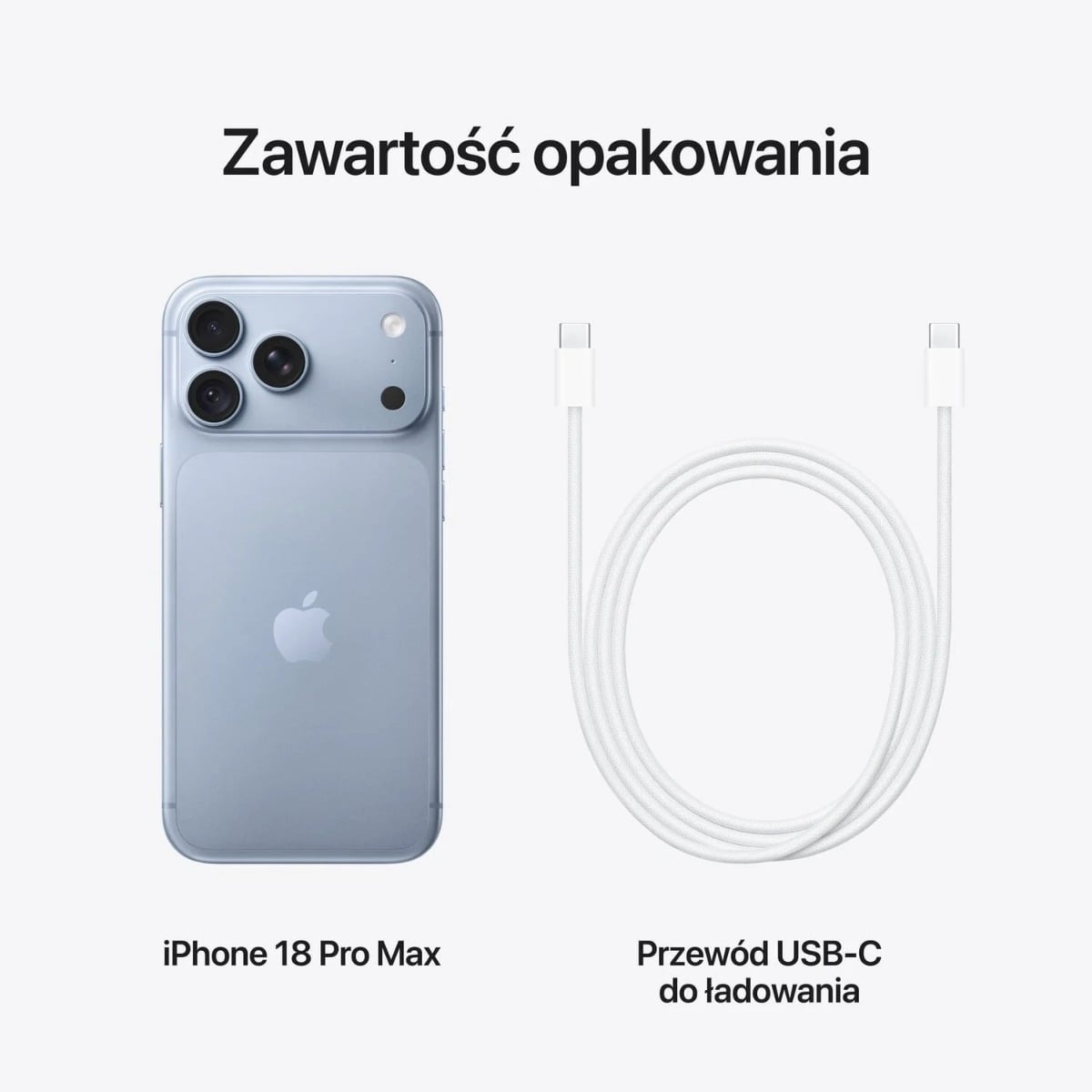 iPhone 18 Pro/Max Błękit lodowca - zawartość opakowania