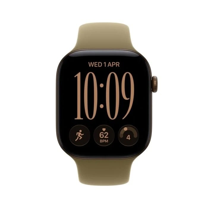 Apple Watch Series 12 GPS Koperta 42mm z Aluminium w kolorze Ciemnego brązu z Paskiem sportowym w kolorze Oliwki - M/L
