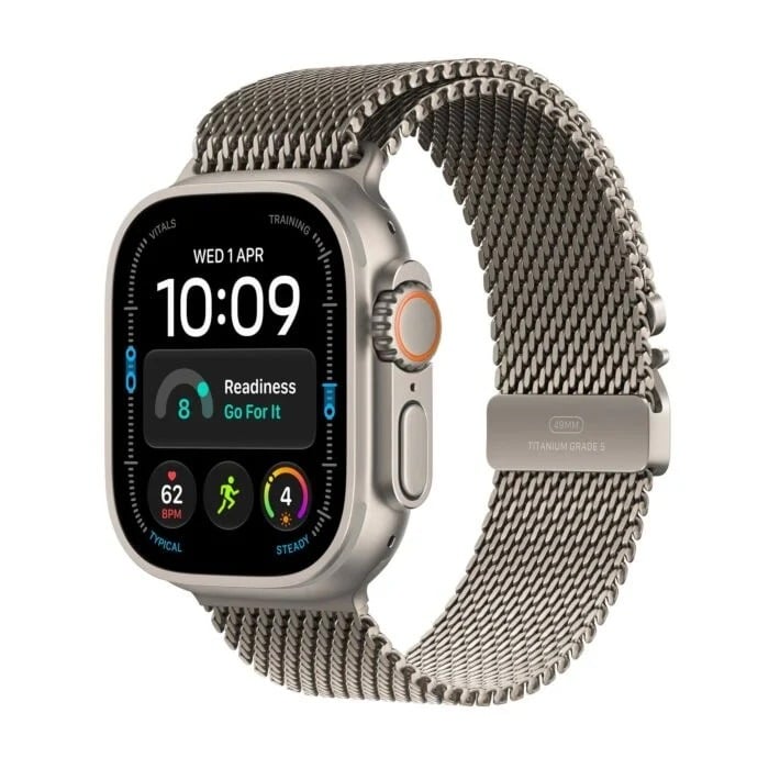 Apple Watch Ultra 4 GPS + Cellular Koperta 49mm z Tytanu w kolorze Naturalnym z Bransoletą mediolańską z tytanu w kolorze Naturalnym - M