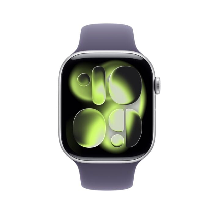 Wygląd Apple Watch Series 11 GPS Koperta 46mm z Aluminium w kolorze Srebrnym z Paskiem sportowym w kolorze Mlecznego fioletu - S/M Wygląd Apple Watch Series 11 GPS Koperta 46mm z Aluminium w kolorze Srebrnym z Paskiem sportowym w kolorze Mlecznego fioletu - S/M