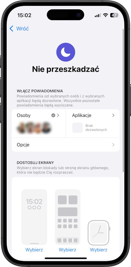 iPhone - konfiguracja Trybu nie przeszkadzać