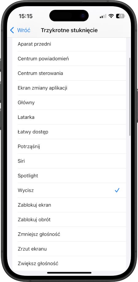 iPhone - funkcja trzykrotne stuknięcie