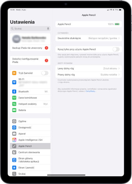 iPad - poziom baterii rysika